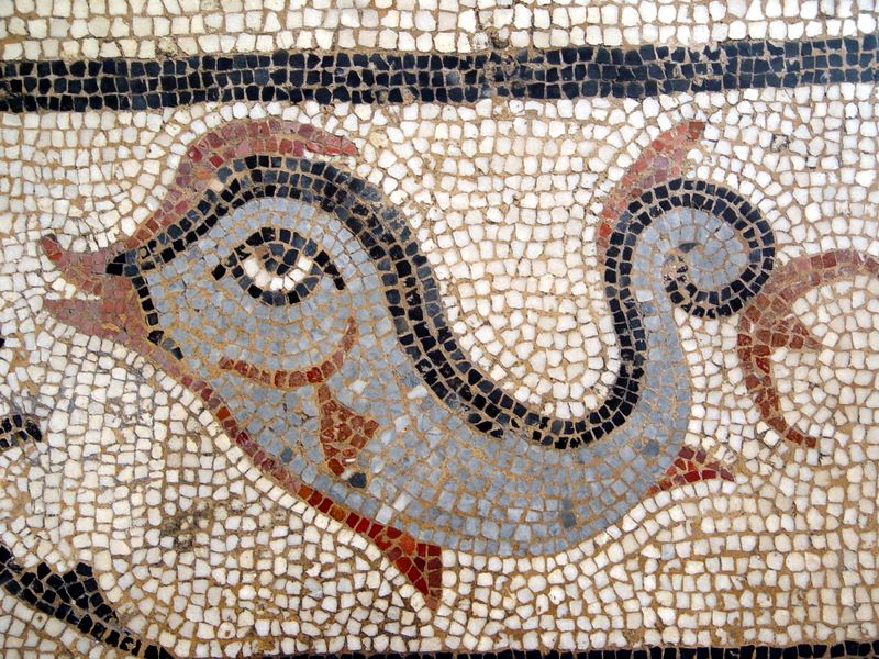Ancient Roman mosaics in The British Museum.