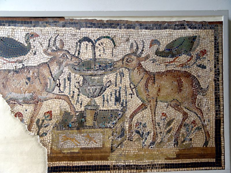 Ancient Roman mosaics in The British Museum.