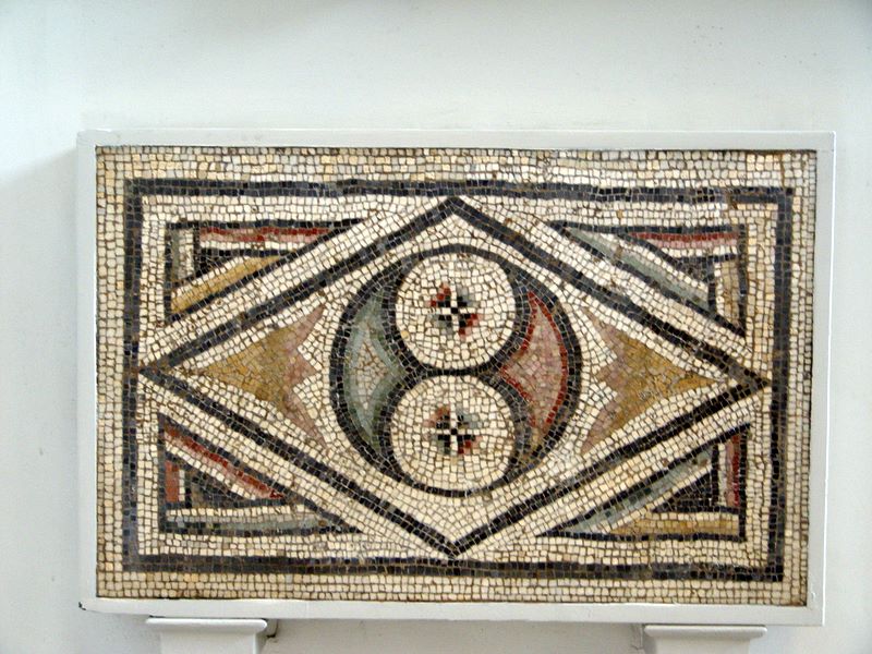 Ancient Roman mosaics in The British Museum.