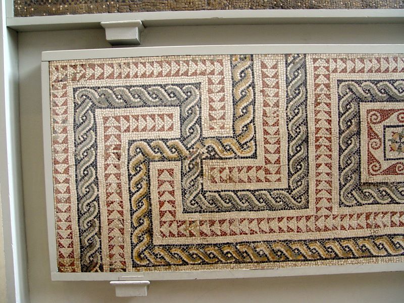 Ancient Roman mosaics in The British Museum.
