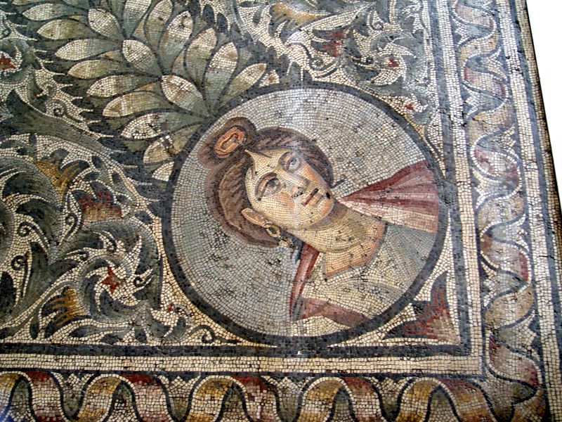 Ancient Roman mosaics in The British Museum.