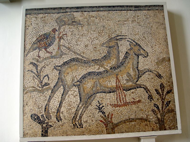 Ancient Roman mosaics in The British Museum.