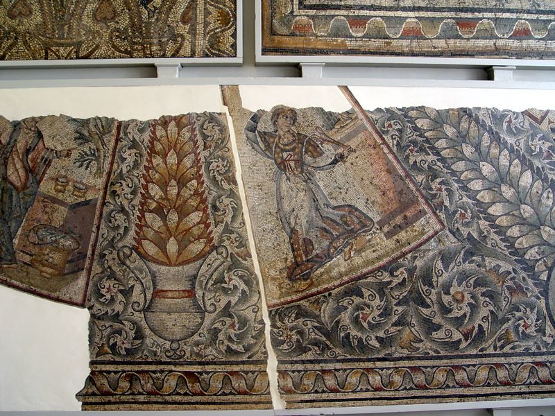 Ancient Roman mosaics in The British Museum.