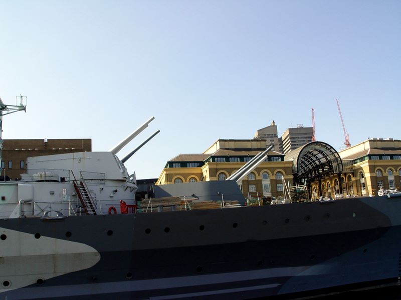 HMS Belfast, a floating museum in the Thames River, London, UK.