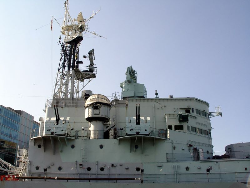 HMS Belfast, a floating museum in the Thames River, London, UK.