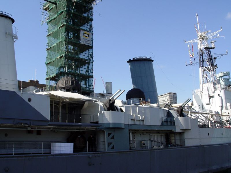 HMS Belfast, a floating museum in the Thames River, London, UK.