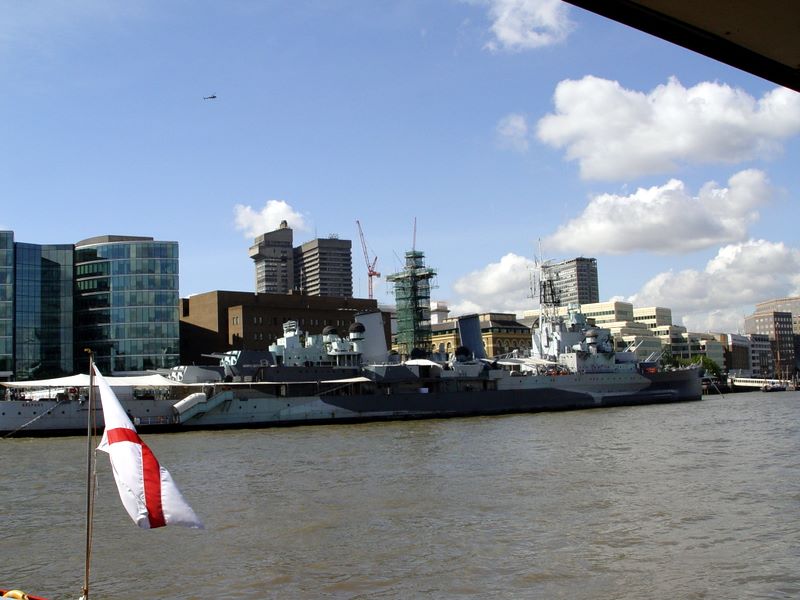 HMS Belfast, a floating museum in the Thames River, London, UK.